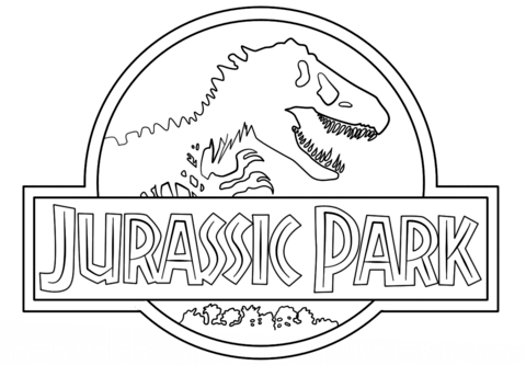 Libro para colorear con el logo de Parque Jurásico para imprimir y online