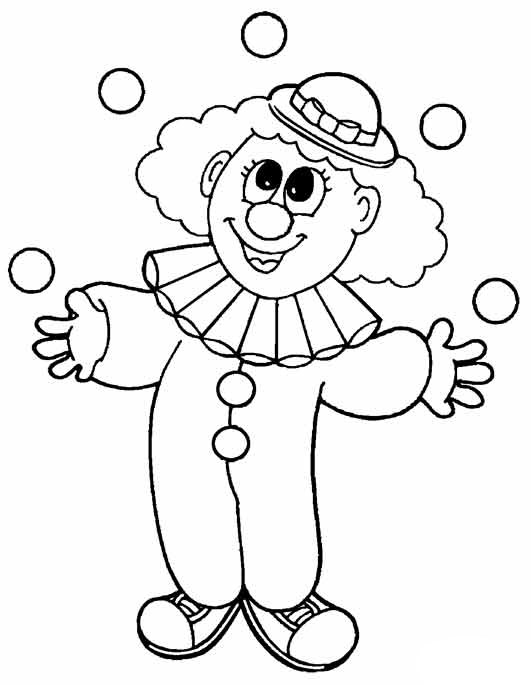 Clown jongliert Bälle Malbuch online