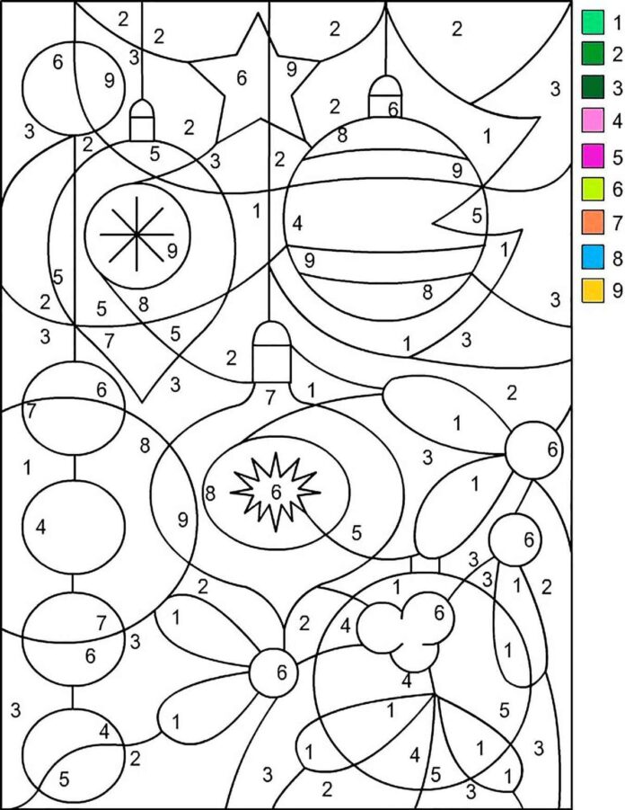 Coloring pages with numbers with the indicated color