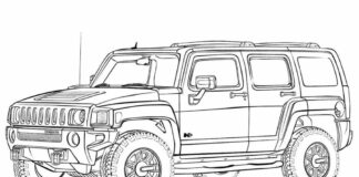 Colouring HMMWV printable for boys