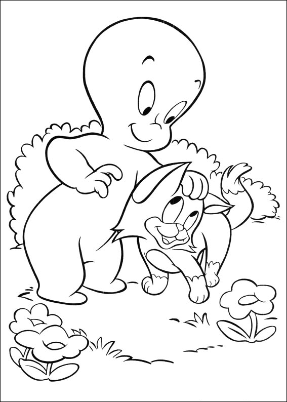 Dibujos en línea - libro para colorear de Casper y sus amigos para niños