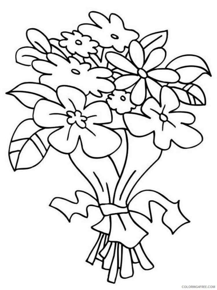 coloring book bouquet of flowers to print