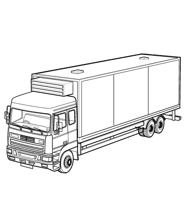 udskrivbar farvelægningsbog om lastbiler