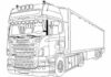 大型トラックの塗り絵 スカニアトラック（男の子用）の印刷物