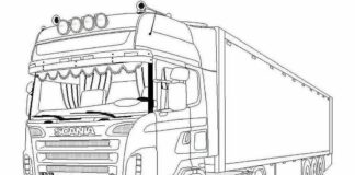 Big tir Malbuch Scania LKW druckbar für Jungen
