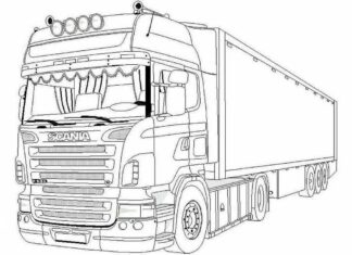 Stor lastbil malebog scania lastbil til drenge til udskrivning