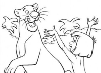 童話「ジャングル・ブック」の黒豹バギールの塗り絵を印刷し、オンラインで楽しむことができます。