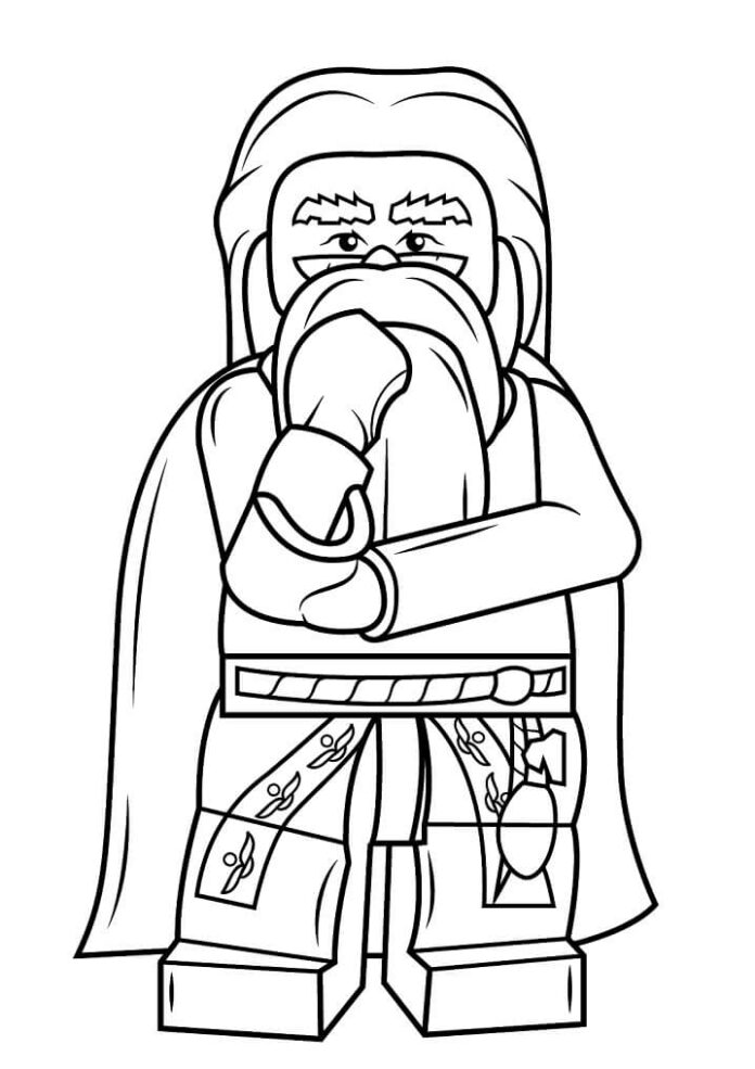 Lego blocks human - wizard Dumbledore coloring book with lego printable online