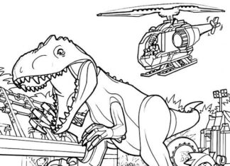 coloriage lego dinosaures du monde jurassique à imprimer