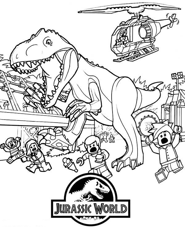 Omalovánky lego dinosaurů z Jurského světa k vytisknutí