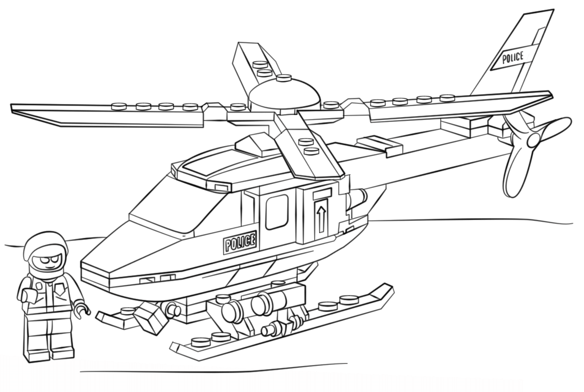 Lego Malbuch für Jungen Hubschrauber druckbar und online
