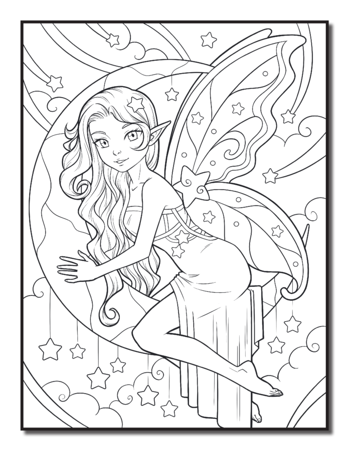coloring page girl with pointed ears to print