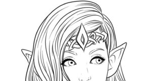 coloring page elves girl printable