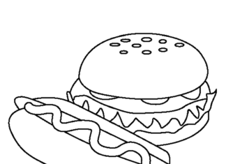 colorear comida rápida perro y hamburguesa imprimible