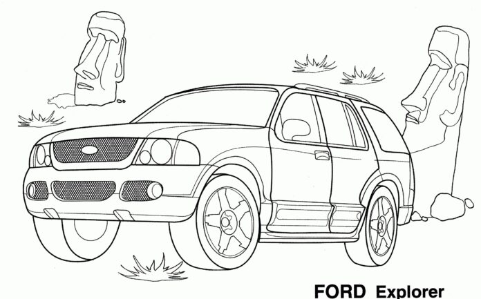 Färgläggning Ford Explorer som kan skrivas ut på nätet för pojkar