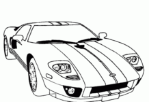Färgläggning av Ford GT som kan skrivas ut på nätet för pojkar