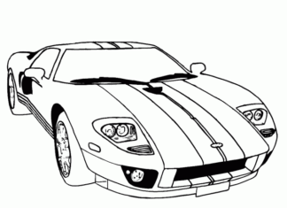 Färgläggning av Ford GT som kan skrivas ut på nätet för pojkar
