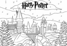 Castillo y escuela - libro para colorear de hogwarts de harry potter para niños