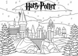 Castle and school - hogwarts coloring book from harry potter for kids