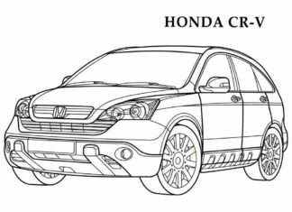 Färbung Seite Honda Cr-V Geländewagen druckbare für Kinder online