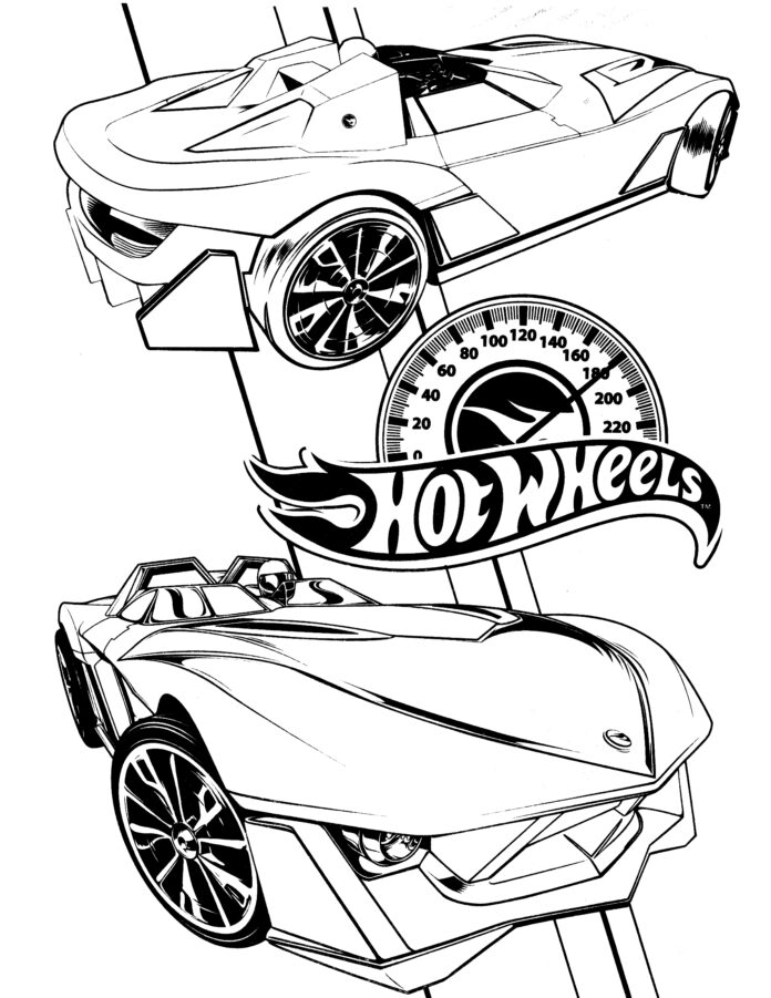 coloriage de la collection de voitures Hot Wheeels