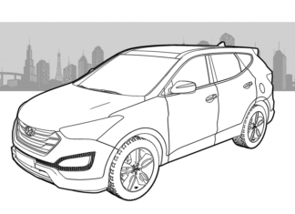 Page à colorier Hyundai santa fe voiture imprimable