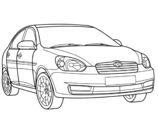 Página para colorear de Hyundai sonata para imprimir en auto y en línea