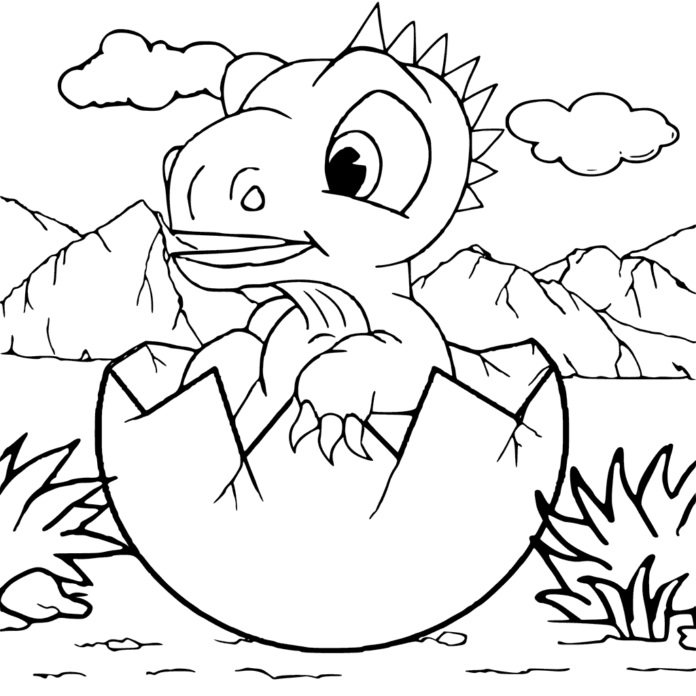 página para colorear huevo de dinosaurio