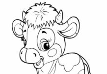 Ausmalbild Kuh für Kinder zum Ausdrucken