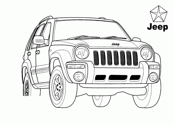 Teckningsbok för barn med jeepkompass som kan skrivas ut