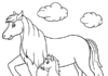 Malbuch Stute und Fohlen zum Ausdrucken für Kinder Pferde online