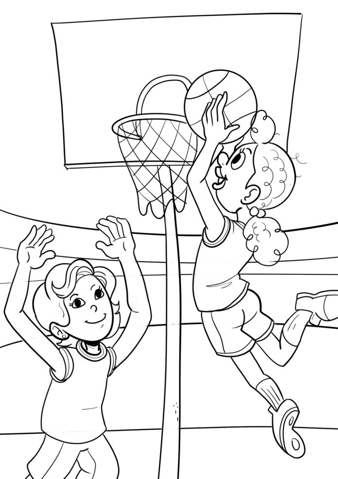 バスケットボール塗り絵（女の子向け