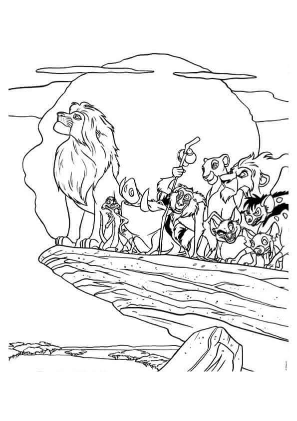 libro da colorare Il re leone e gli amici di Disney da stampare