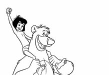 kolorowanka niedźwiadek baloo z bajki księga dżungli dla dzieci online