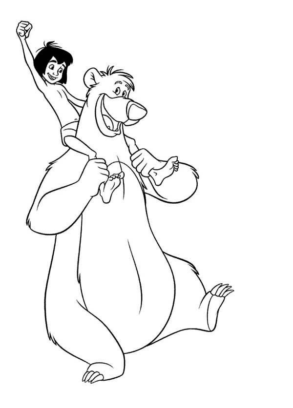 página para colorir o urso baloo do livro de contos de fadas da selva para crianças online