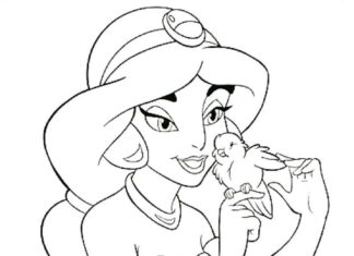 page à colorier princesse Jasmine disney imprimable de conte de fées en ligne