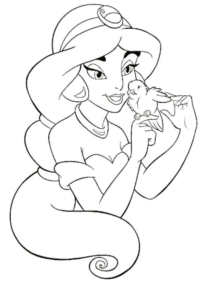 página para colorear princesa Jasmine disney imprimible de cuento de hadas en línea