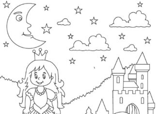 kolorowanka księżniczka w zamku dla dziewczyn do druku online