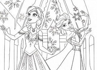 Livro para colorir com impressão das princesas Elsa e Anna Frozen Disney