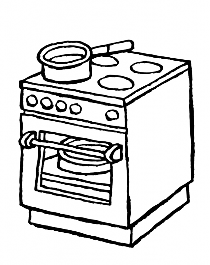 libro para colorear cocina con horno imprimible para niños