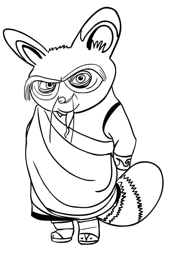 dessin à imprimer de Maître Shifu, le panda de kung fu, pour les enfants