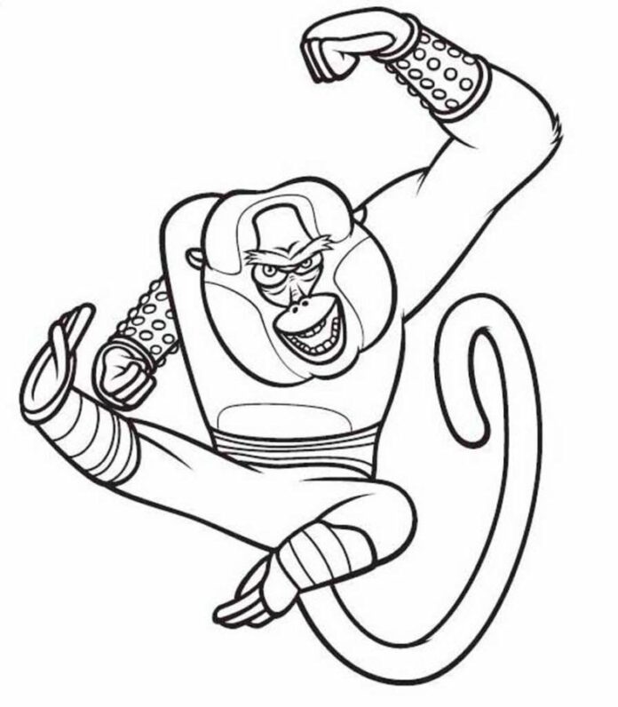 livre de coloriage kung fu panda monkey imprimable pour enfants en ligne