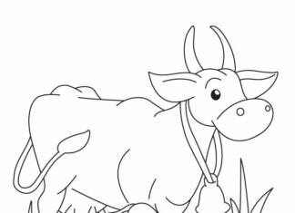 coloring page mom with calf printable for kids