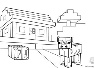 page à colorier minecraft maison imprimable