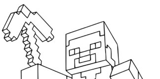 utskrivbar färgbok om Minecraft Steve