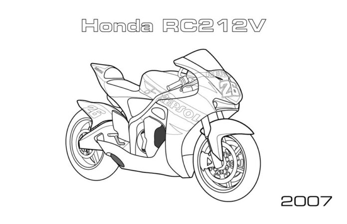 utskrivbar färgbok för Honda motorcykel