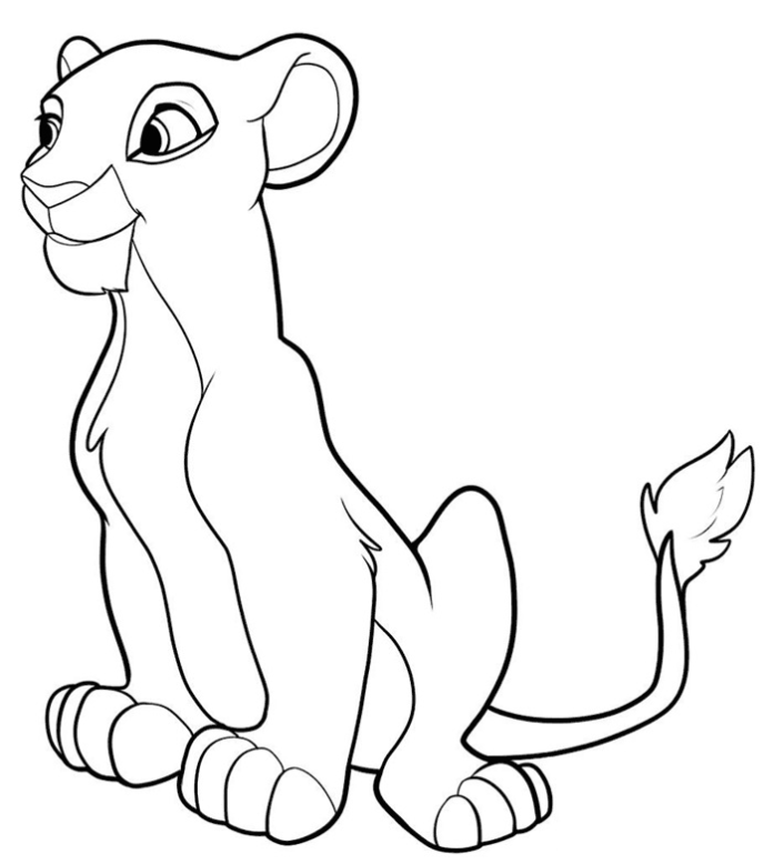 hoja para colorear nala el rey león dod ruku para niños
