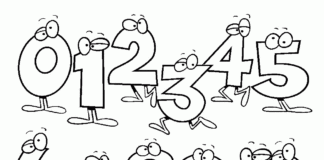 Coloring book with numbers for boys and girls