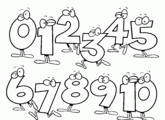 Coloring book with numbers for boys and girls