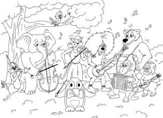 coloring page orchestra printable musical instruments